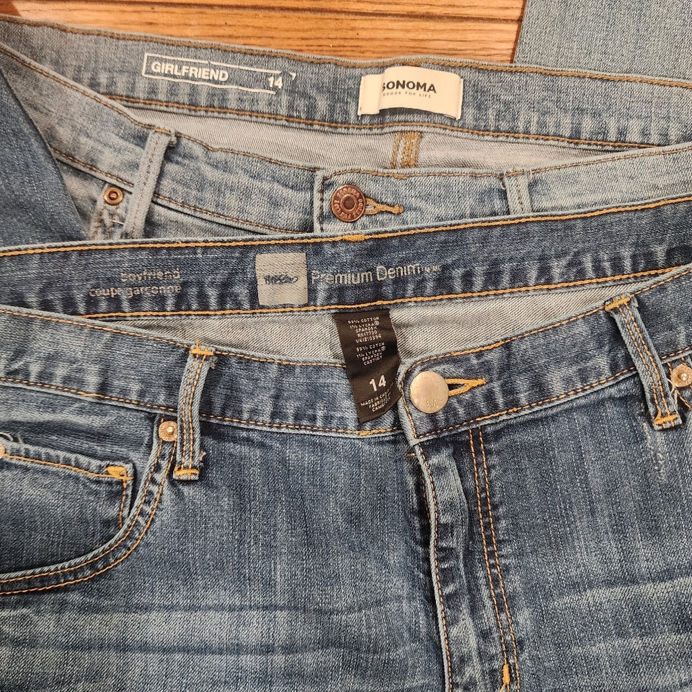 2 Pair Size 14. Boyfriend/Girlfriend Jeans